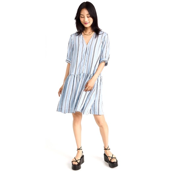 Baum Und Pferdgarten Dress Andromeda Shift Blue Stripe Short Sleeved Size 40 / L - Picture 9 of 9